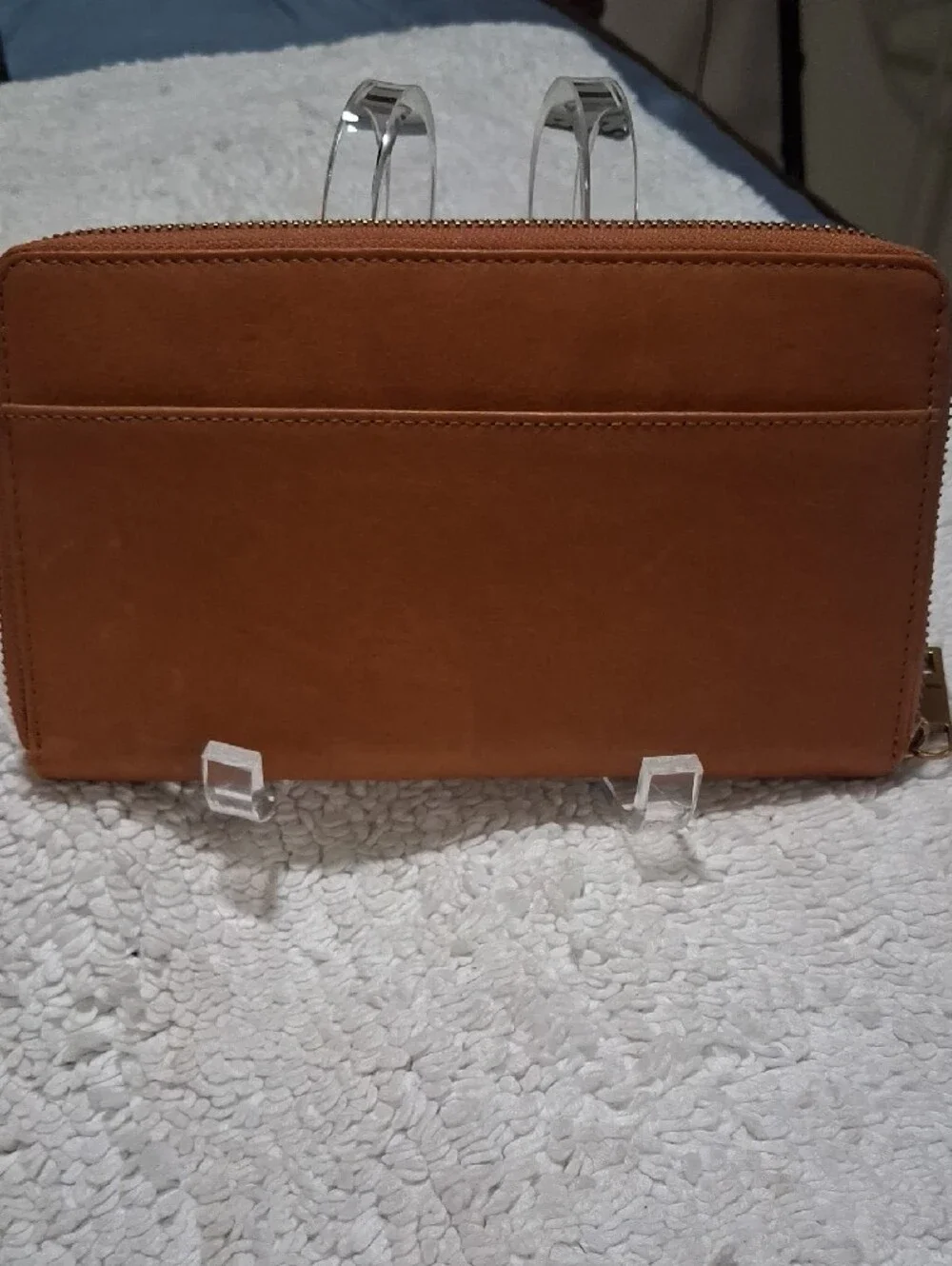 margot New York Zip-Around Leather Wallet with Gold Zipper Pull
